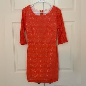 BLVD Coral lace overlay dress - medium